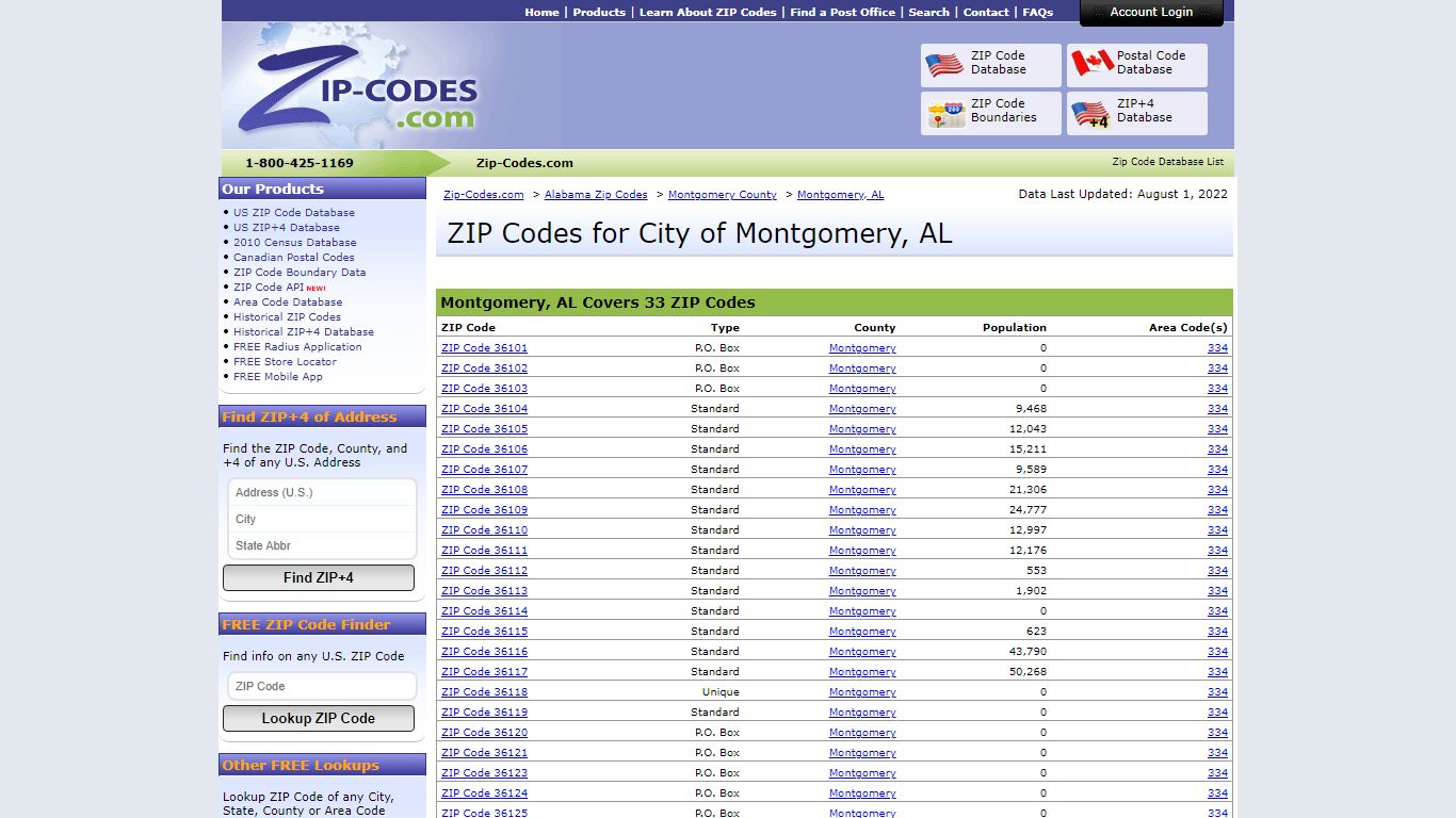 All Zip Codes in Montgomery AL