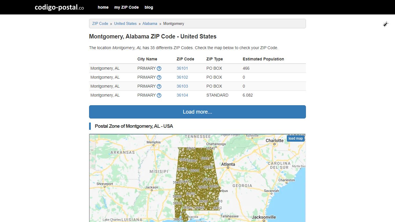 Montgomery, Alabama ZIP Code - United States