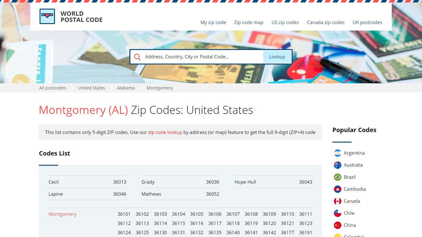 Montgomery (AL), United States Zip Codes - World Postal Code