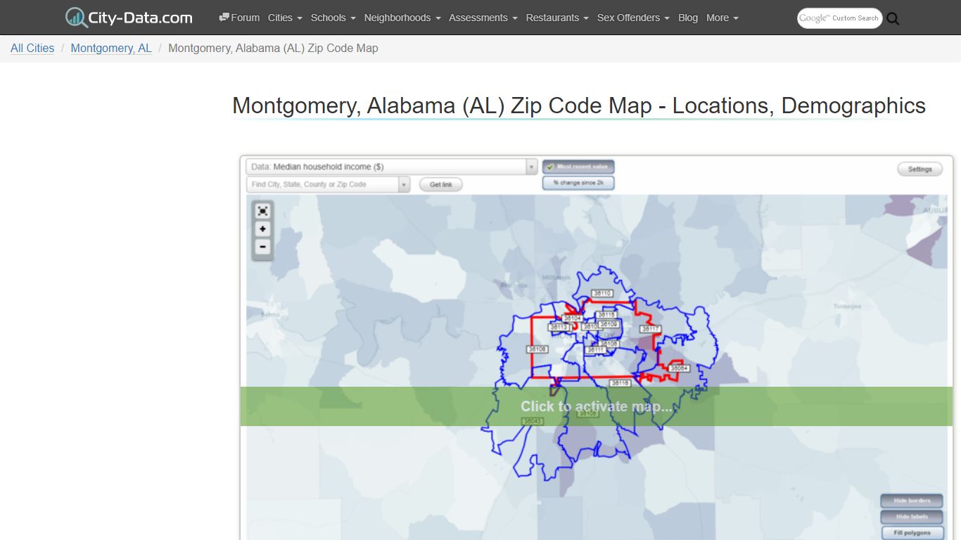 Montgomery, Alabama (AL) Zip Code Map - Locations, Demographics